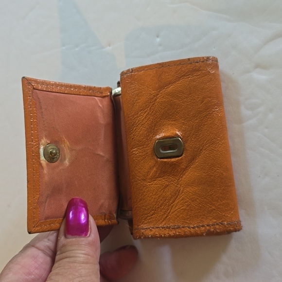 Princess Gardner Tan Cowhide leather Coin pouch Bi fold wallet Vintage - Picture 2 of 8